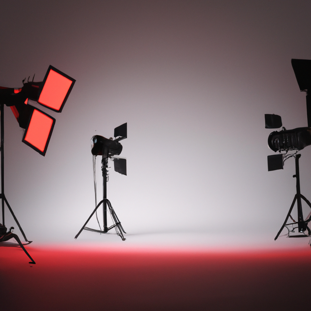 Nuestro estudio en Santiago con luz natural, ciclorama blanco y equipo de iluminación profesional (foto generada)